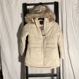 Tommy Hilfiger Beige Hooded Puffer Coat for Girls